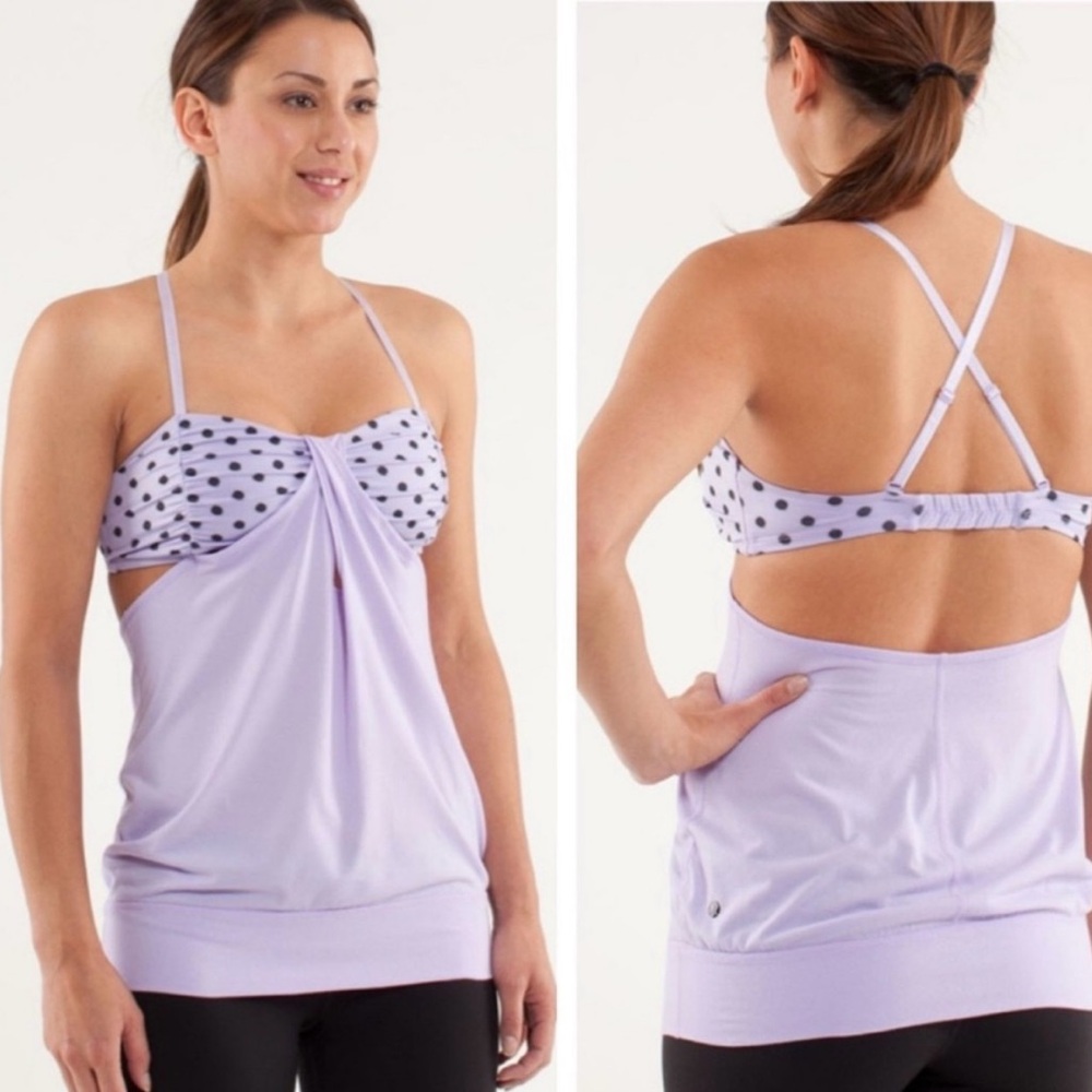 Lululemon Athletica Lavender Purple Hot But Not Strappy Polka Dot Tank Top